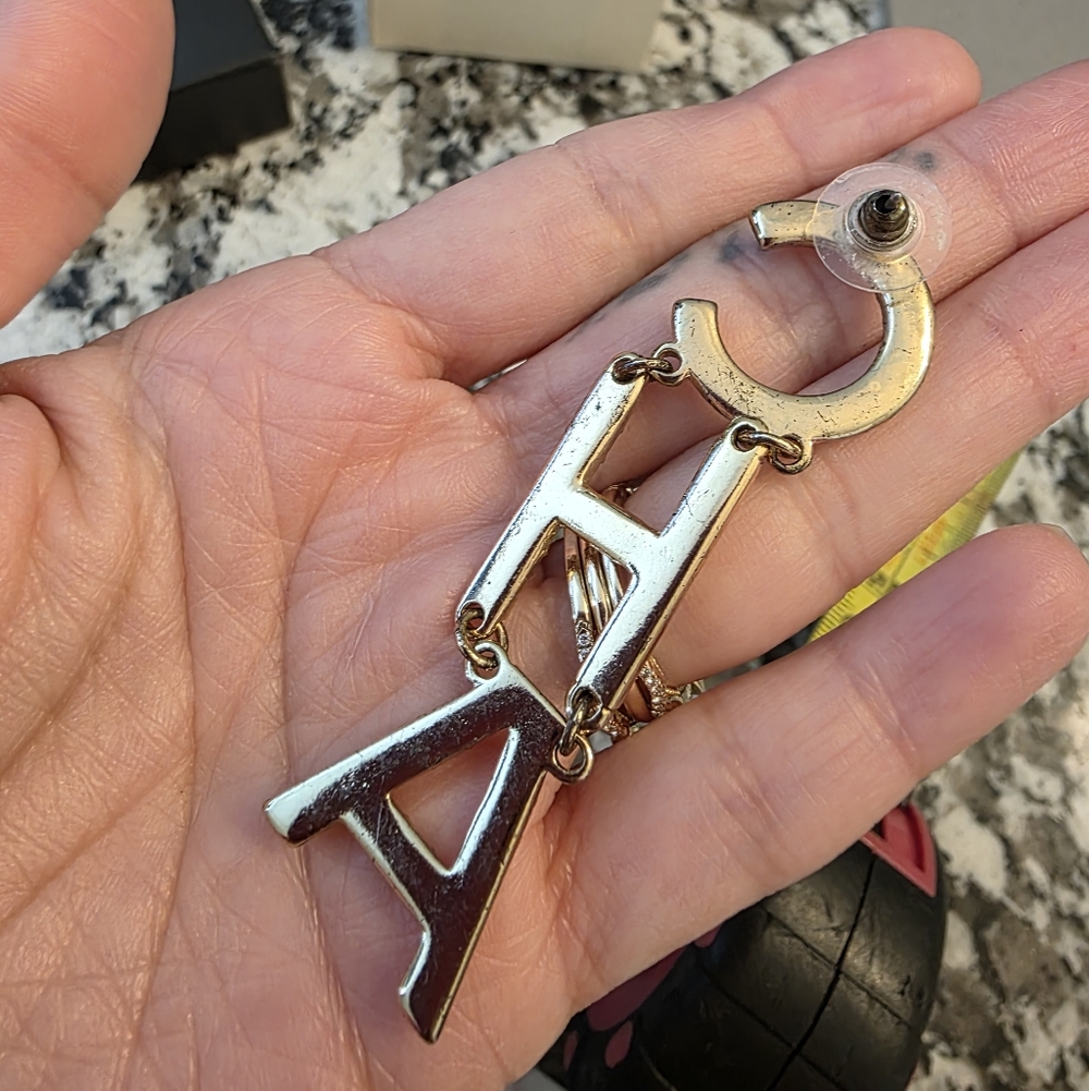 Homemade Elegant Silver Logo Earrings - Picture 6 of 7